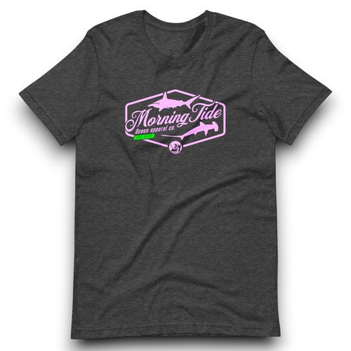 camiseta gris de algodón y poliéster con diseño de tiburones